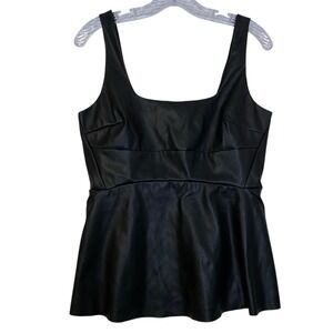 Banana Republic Vegan Leather Tank Top Sz 4 Black Goth Whimsigoth Party Y2K